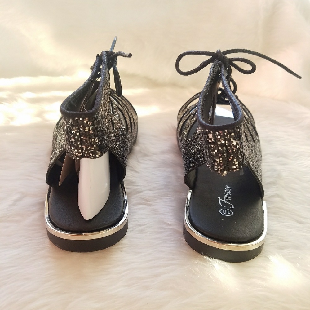 New! Glitter Gladiator Lace up Sandals Sz 10 - Picture 6 of 6